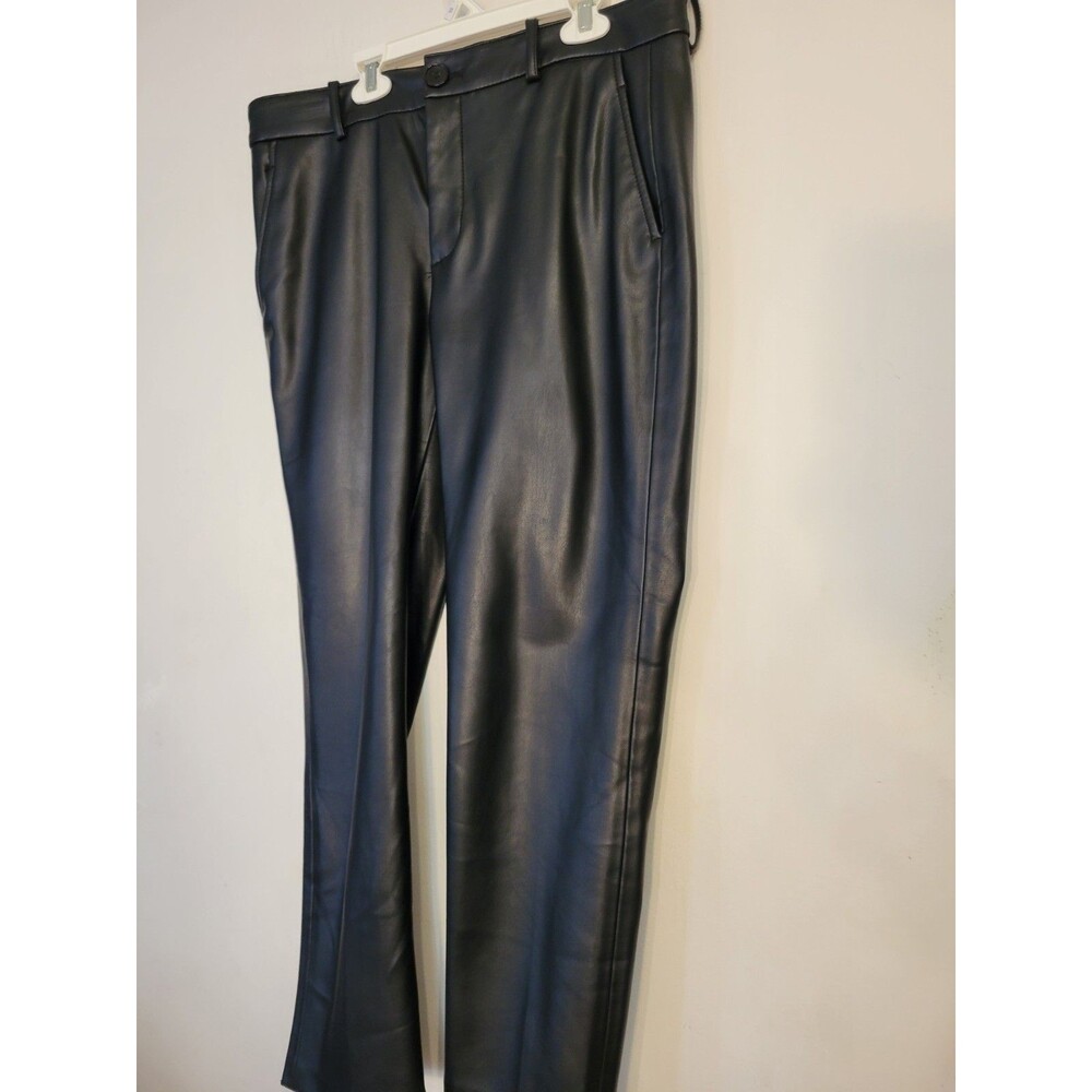 Zara Black Faux Leather Skinny Pants High Rise Womens Size Large Straight Leg